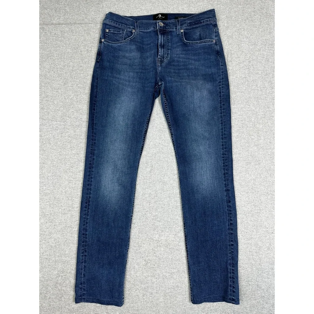 7 For All Mankind Paxtyn Jeans Mens 34x29 Blue Skinny Stretch Denim